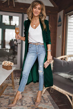 Load image into Gallery viewer, Green Velvet Open Front Pocketed Long Duster
