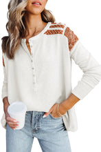 Load image into Gallery viewer, White Contrast Crochet Lace Henley Top

