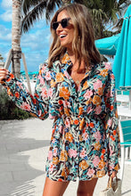 Load image into Gallery viewer, Multicolor Floral Buttoned Collared Long Sleeve Mini Dress
