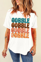 Load image into Gallery viewer, White Glittering GOBBLE Graphic Crewneck Thanksgiving T Shirt
