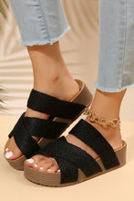 Load image into Gallery viewer, Linen Woven Cross Criss Hollowed Slip-On Slippers
