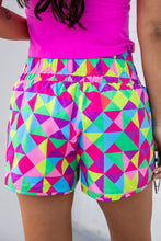 Load image into Gallery viewer, Multicolor Geometric High Waisted Athletic Shorts
