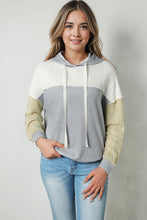 Load image into Gallery viewer, Gray Colorblock Patchwork Pullover Hoodie
