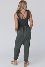 Load image into Gallery viewer, Smocked Ruffled Straps High Waist Sleeveless Jumpsuit
