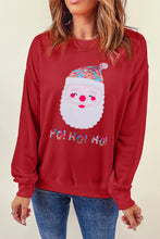 Load image into Gallery viewer, Fiery Red HO HO HO Sequined Santa Claus Sweatshirt
