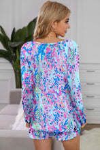 Load image into Gallery viewer, Floral Long Sleeve Top and Drawstring Shorts Set
