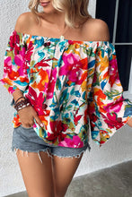 Load image into Gallery viewer, Multicolor Floral Print Off Shoulder Wide Sleeve Blouse
