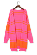 Load image into Gallery viewer, Multicolor Striped Long Sleeve Ribbed Trim Button Cardigan
