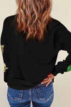 Load image into Gallery viewer, Black Sequined Christmas Graphic Pullover Sweatshirt
