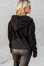 Load image into Gallery viewer, Black Half Zipper Kangaroo Pocket Plus Size Hoodie
