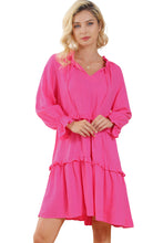 Load image into Gallery viewer, Rose Split V Neck Tiered Frill Babydoll Loose Dress
