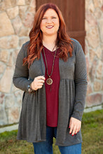 Load image into Gallery viewer, Gray Plus Size Open Front Ruffle Tunic Cardigan
