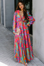 Load image into Gallery viewer, Multicolor Wild Lotus Ruffle Tiered Maxi Dress

