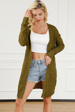 Load image into Gallery viewer, Green Exposed Seam Mixed Knit Drop Shoulder Cardigan
