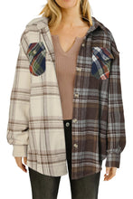 Load image into Gallery viewer, Brown Mixed Plaid Patchwork Double Flap Pocket Shirt
