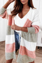 Load image into Gallery viewer, Gray Colorblock Stripe Open-Front Cardigan
