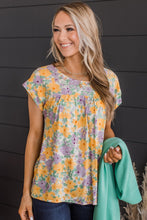 Load image into Gallery viewer, Floral Print Keyhole Back Short Sleeve Babydoll Blouse
