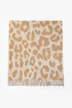 Load image into Gallery viewer, Parchment Cow Print Fringed Winter Large Scarf
