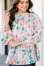 Load image into Gallery viewer, Multicolor Printed Frilled Neck Smocked Loose Blouse
