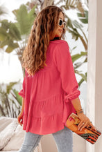 Load image into Gallery viewer, Rose Half Buttoned Ruffle Tiered Long Sleeve Blouse
