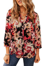 Load image into Gallery viewer, Red Floral Print Button Up Casual Shirt
