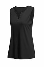 Load image into Gallery viewer, Black Solid Slim-fit V Neck Tank Top
