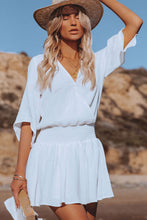 Load image into Gallery viewer, 3/4 Sleeves Textured Smocked Drape Beach Dress
