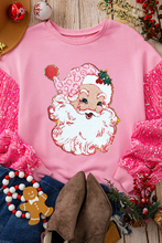 Load image into Gallery viewer, Pink Shiny Father Christmas Graphic Sequin Long Sleeve Top
