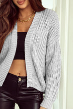 Load image into Gallery viewer, Gray Ribbed Trim Chunky Knit Sweater Cardigan
