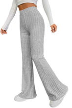 Load image into Gallery viewer, Gray Solid Color High Waist Ribbed Flare Pants
