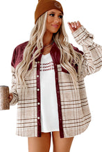 Load image into Gallery viewer, Red Plaid Patchwork Button-up Shift Shirt Jacket
