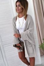 Load image into Gallery viewer, Gray Oversized Fold Over Sleeve Sweater Cardigan
