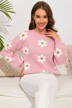 Load image into Gallery viewer, Floral Pattern Drop Shoulder Sweater
