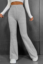 Load image into Gallery viewer, Gray Solid Color High Waist Ribbed Flare Pants
