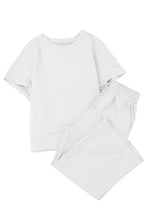 Load image into Gallery viewer, Bright White Textured Loose Fit T Shirt and Drawstring Pants Set
