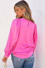 Load image into Gallery viewer, Satin Puff Long Sleeve Crewneck Blouse
