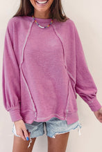 Load image into Gallery viewer, Pink Exposed Seam Round Neck Terry Pullover
