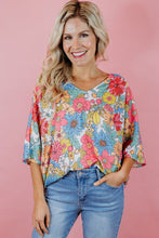 Load image into Gallery viewer, Multicolor Floral Print V Neck Half Sleeve Blouse
