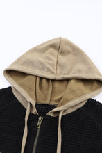 Load image into Gallery viewer, Khaki Waffle Patchwork Vintage Washed Hooded Jacket
