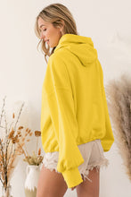 Load image into Gallery viewer, Yellow Ribbed Trim Kangaroo Pocket Zipped Hoodie
