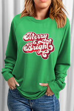 Load image into Gallery viewer, Green Merry &amp; Bright Sequin Pattern Raglan Sleeve Sweatshirt
