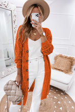 Load image into Gallery viewer, Orange Hollow-out Openwork Knit Cardigan
