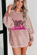 Load image into Gallery viewer, Pink Merry Christmas Letter Graphic Corded Sweatshirt
