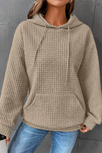 Load image into Gallery viewer, Khaki Quilted Kangaroo Pocket Drawstring Hoodie
