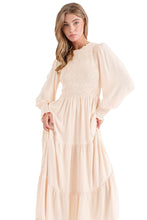 Load image into Gallery viewer, Smocked Bubble Sleeve Ruffle Tiered Midi Dress
