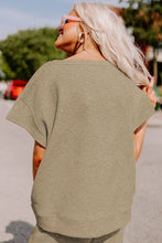 Load image into Gallery viewer, Apricot khaki Textured Loose Fit T Shirt and Drawstring Pants Set
