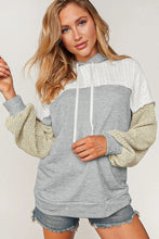 Load image into Gallery viewer, Gray Colorblock Patchwork Pullover Hoodie
