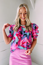 Load image into Gallery viewer, Floral Print Shirred Puff Sleeve Blouse
