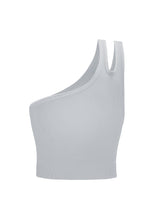 Load image into Gallery viewer, Single Split Shoulder Ribbed Cropped Sports Top
