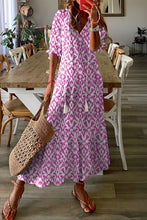 Load image into Gallery viewer, V Neck Casual Geometric Print Maxi Dress
